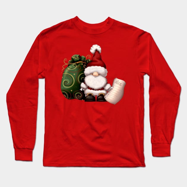 Santa Gnome is Coming to Town! Long Sleeve T-Shirt by thewickedmrshicks